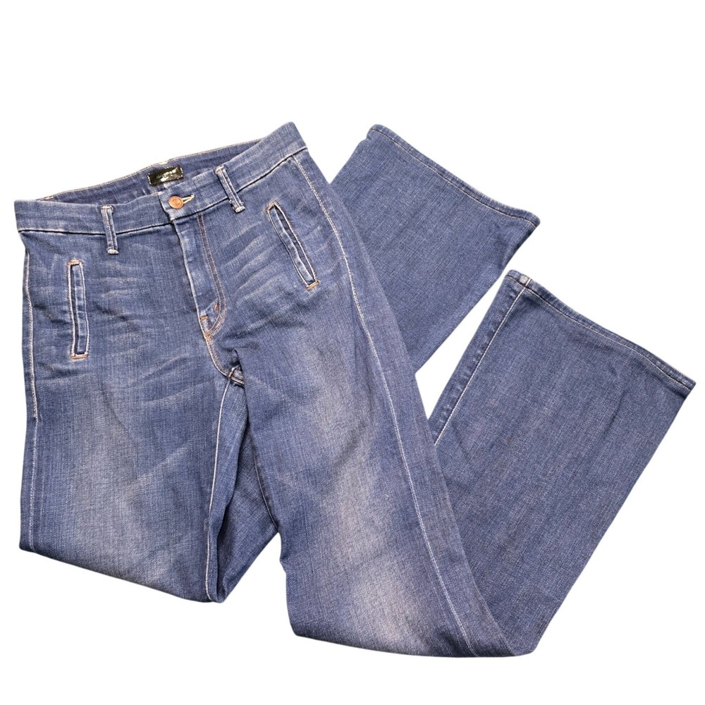 Mother The Drama High Rise Wide Leg Flare Jeans Cry of the Peacock Blue Size 27